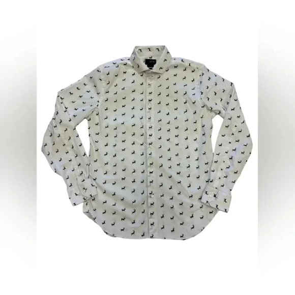 1670 Long Sleeve Button Down Black White Dress Shirt Buck Deer Size 16 - Picture 4 of 7